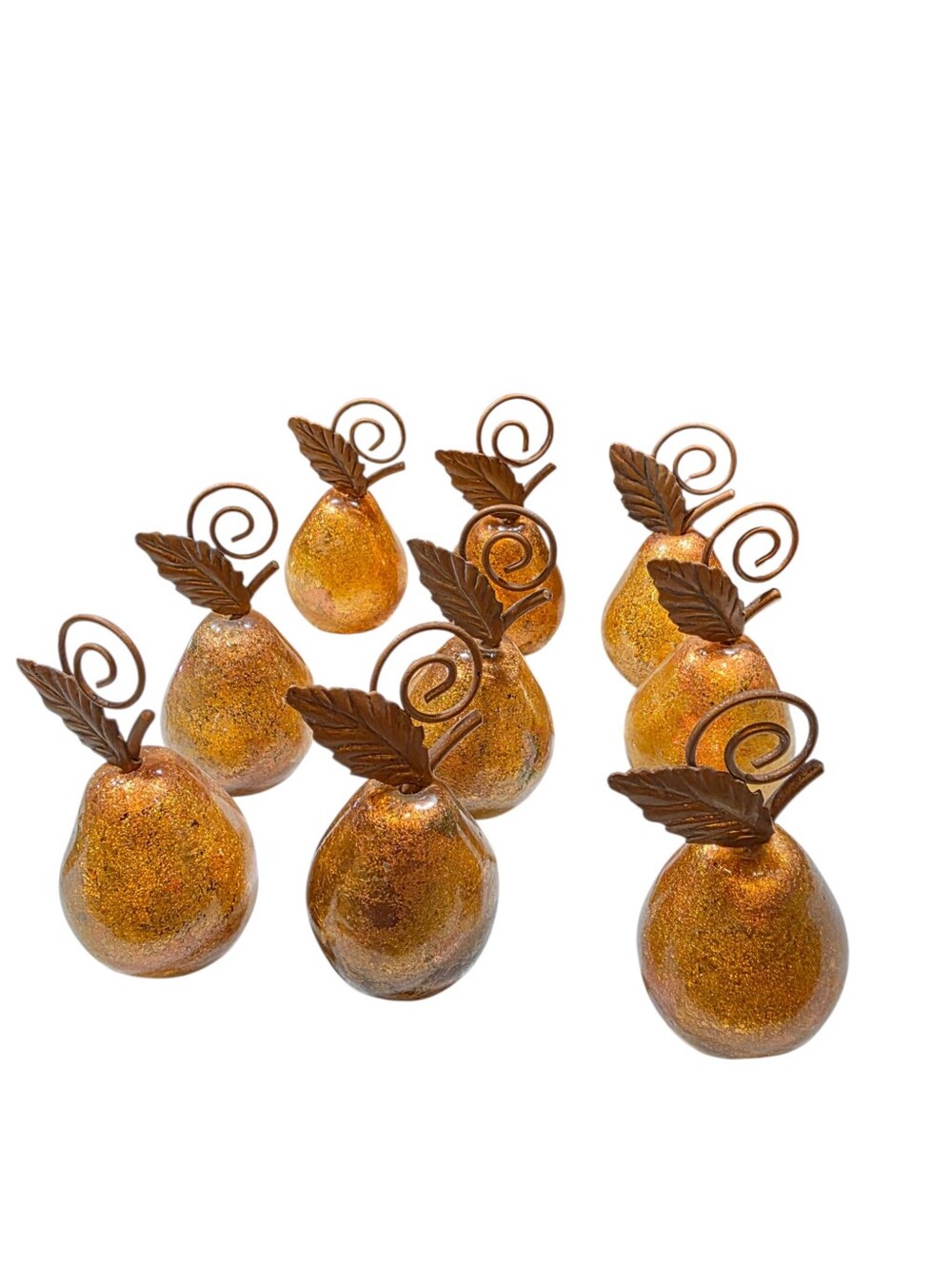Vintage Seasons of Cannon Falls Gold Glitter Pear Place Card Holders - Set of 9